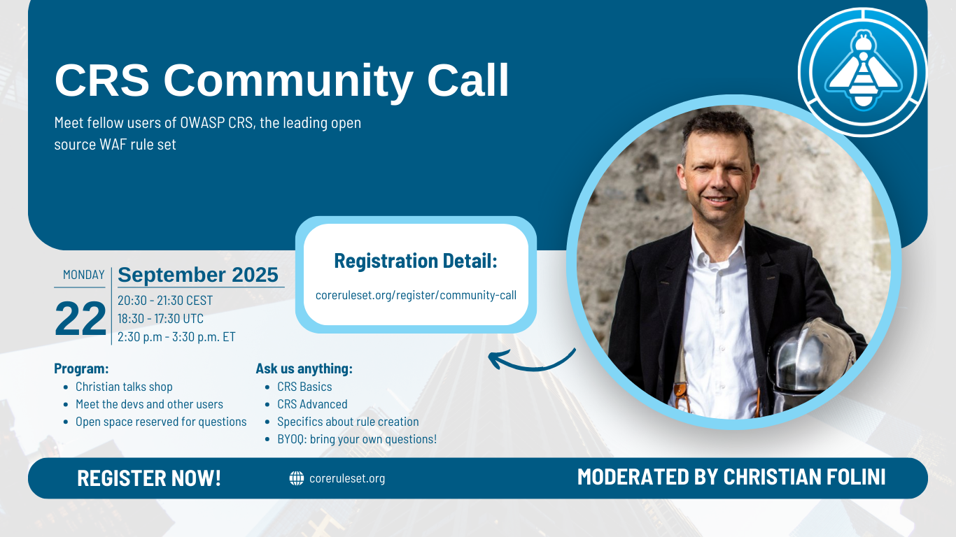 Join the second CRS community call with Christian Folini